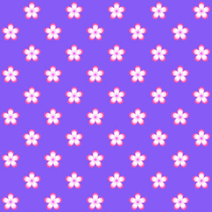 Fototapeta na wymiar White sakura pattern on purple background. White Japanese flowers pattern. Cherry blossom background.