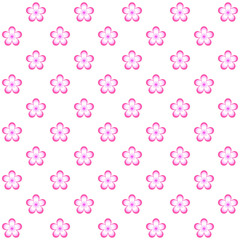 Pink sakura pattern on white background. Pink flowers pattern. Cherry blossom background.