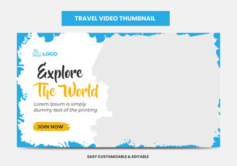 Travel Agency video thumbnail and web banner. Tourism Marketing Service social media video thumbnail  design