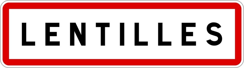 Panneau entrée ville agglomération Lentilles / Town entrance sign Lentilles