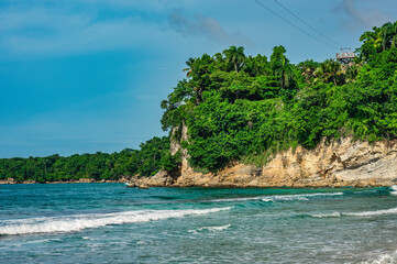 Zipline station over the ocean
