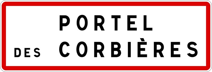 Panneau entrée ville agglomération Portel-des-Corbières / Town entrance sign Portel-des-Corbières