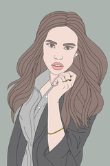 The girl is beautiful. Fashion, portrait, face. Beauty.