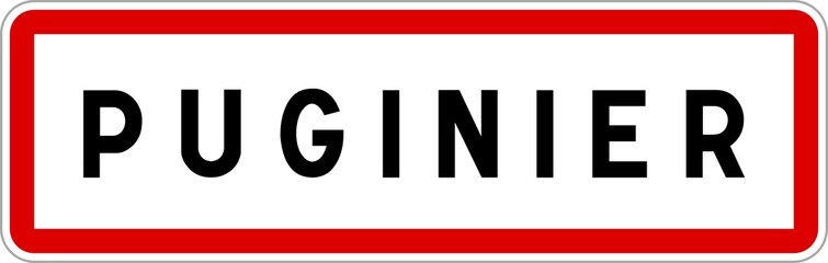 Panneau entrée ville agglomération Puginier / Town entrance sign Puginier