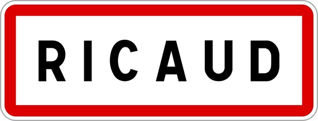 Fototapeta premium Panneau entrée ville agglomération Ricaud / Town entrance sign Ricaud
