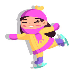 Isolated girl ski snow winter kids play enjoy vector illustation