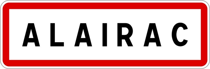 Panneau entrée ville agglomération Alairac / Town entrance sign Alairac