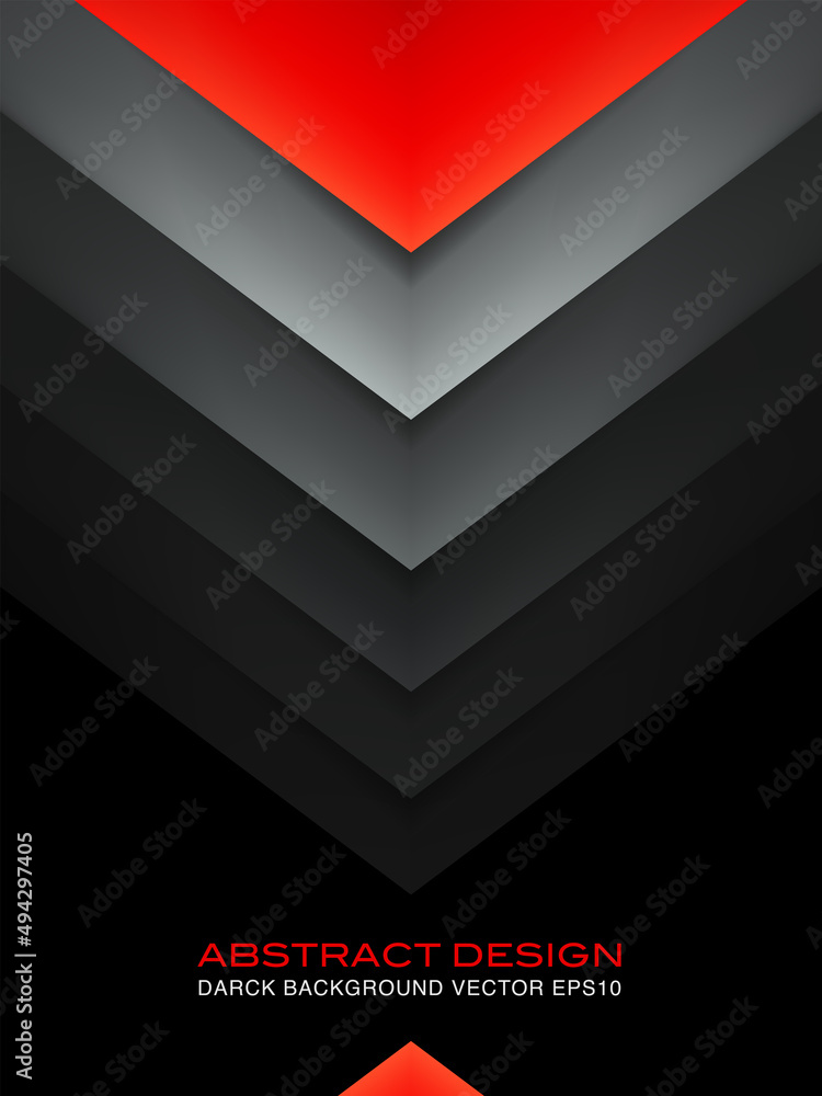 Poster abastract black background with red accent. geometry dark pattern. vector design backdrop