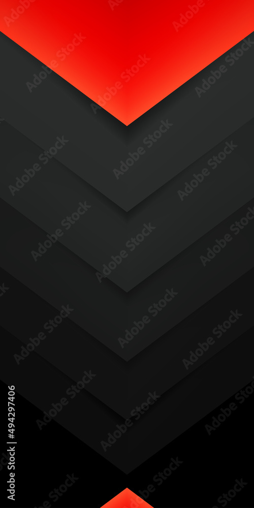 Poster abastract black background with red accent. geometry dark pattern. vector design backdrop