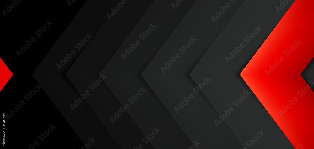 Poster abastract black background with red accent. geometry dark pattern. vector design backdrop