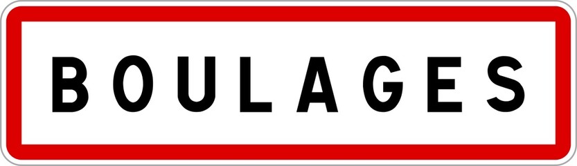Obraz premium Panneau entrée ville agglomération Boulages / Town entrance sign Boulages