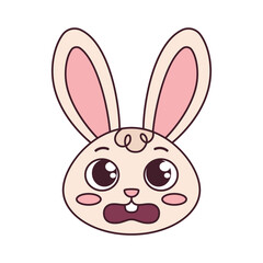 Isolated worried rabbit cartoon avatar Vector illustration