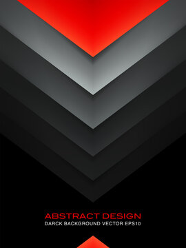 Abastract black background with red accent. Geometry dark pattern. Vector design backdrop