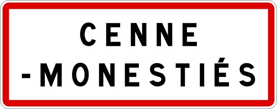 Panneau entrée ville agglomération Cenne-Monestiés / Town entrance sign Cenne-Monestiés