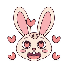 Fototapeta premium Isolated happy rabbit cartoon avatar Vector illustration