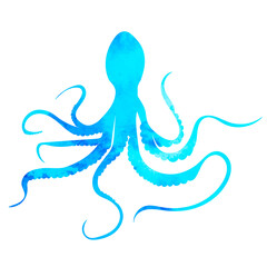 octopus watercolor silhouette isolated vector