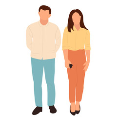 man and woman flat design, isolated, vector