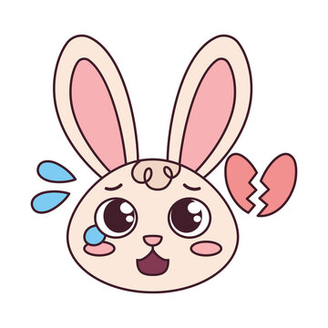 Isolated rabbit cartoon avatar with broken heart Vector illustration
