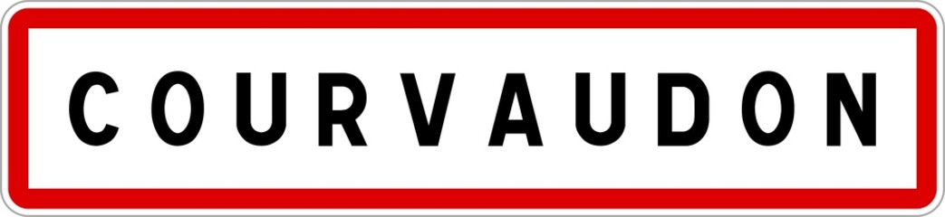 Panneau entrée ville agglomération Courvaudon / Town entrance sign Courvaudon