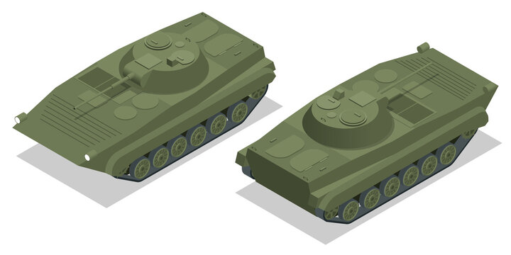 Isometric Infantry fighting vehicle. BMP, class of armored combat vehicles, the main purpose of which is fire support and transportation of personnel