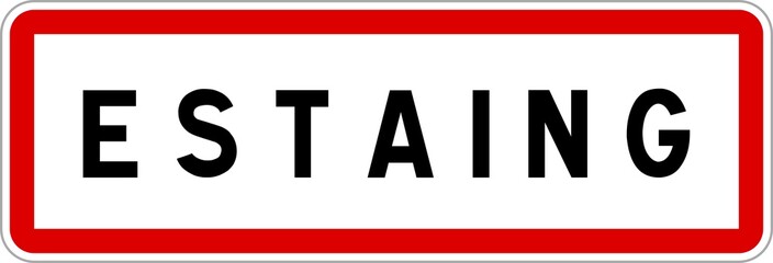Panneau entrée ville agglomération Estaing / Town entrance sign Estaing