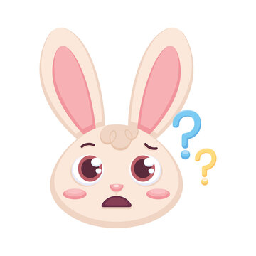 Isolated doubt rabbit cartoon avatar Vector illustration
