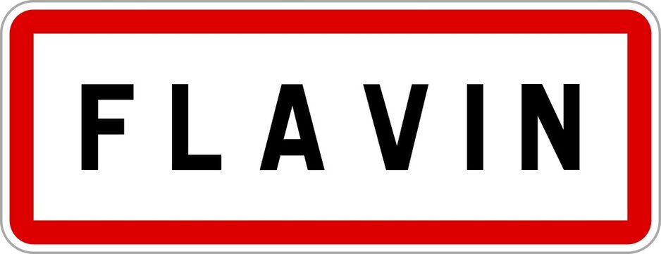 Panneau entr&eacute;e ville agglom&eacute;ration Flavin / Town entrance sign Flavin