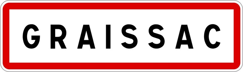 Panneau entrée ville agglomération Graissac / Town entrance sign Graissac