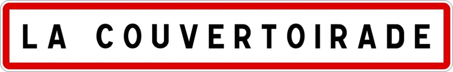 Panneau entrée ville agglomération La Couvertoirade / Town entrance sign La Couvertoirade