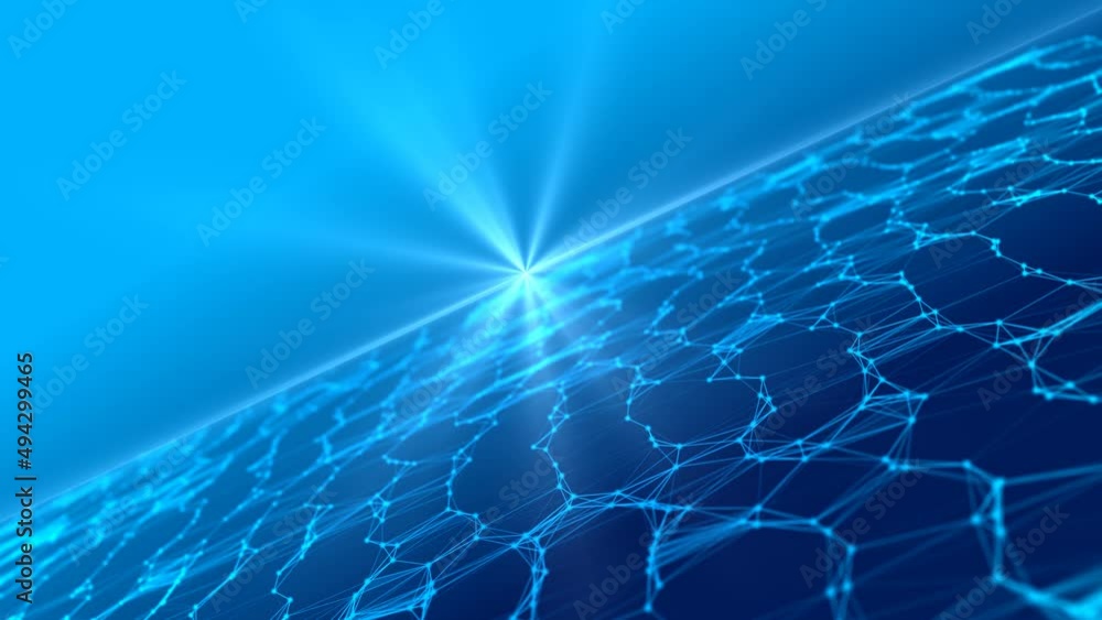Aufkleber animated intro neon background. texture of moving plexus lines and dots, glowing stars. bright ray o
