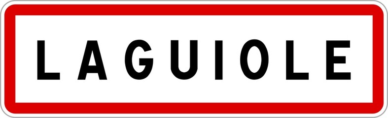 Panneau entrée ville agglomération Laguiole / Town entrance sign Laguiole