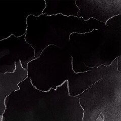 Abstract dark black background texture, vintage grunge or watercolor with leaf blur and blotches and silver outline	