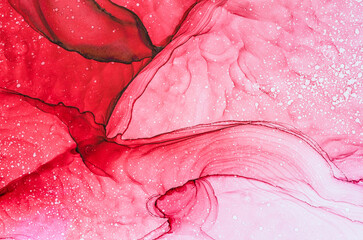 Alcohol ink modern fluid art background. Abstract pink, texture background. Design wrapping paper, wallpaper. Mixing acrylic paints.