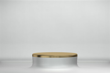Podium  white for cosmetic product on background white. 3d rendering