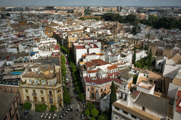 Fototapeta na wymiar Panoramic aerial view of Seville 