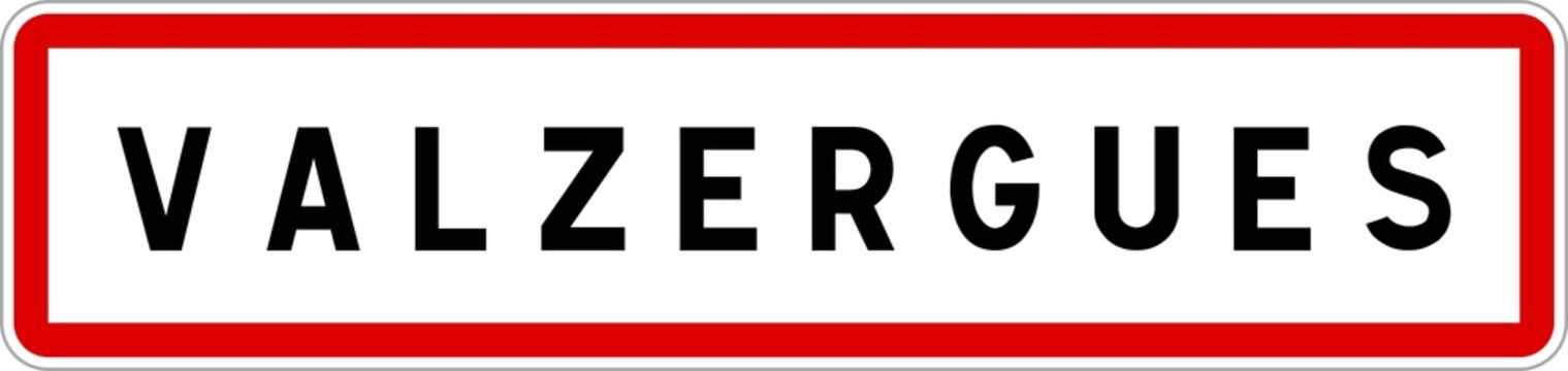 Panneau entrée ville agglomération Valzergues / Town entrance sign Valzergues