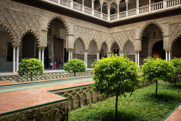 Mudejar style Doncellas courtyard of Pedro el Cruel Palace in the Real Alcazar, Sevilla