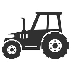 Black silhouette agricultural machinery tractor.Vector flat illustration.Isolated on white background.