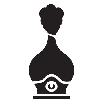 recommend clip art: Black silhouette humidifier with steam jet icon.Isolated on white background.Vector flat illustration.