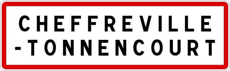 Panneau entrée ville agglomération Cheffreville-Tonnencourt / Town entrance sign Cheffreville-Tonnencourt