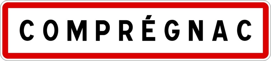 Panneau entrée ville agglomération Comprégnac / Town entrance sign Comprégnac