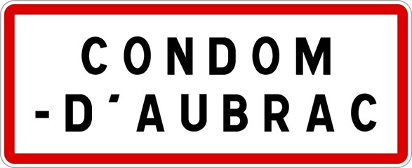 Panneau entrée ville agglomération Condom-d'Aubrac / Town entrance sign Condom-d'Aubrac