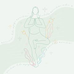 Obraz na płótnie Canvas Isolated abstract outline of woman doing yoga Vector