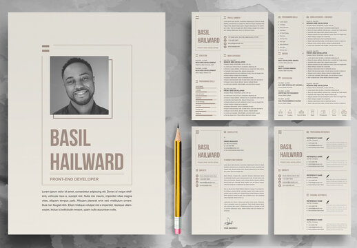 Black and White Resume Layout with Cover Letter