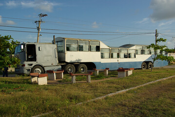 Punta alegre, chambas, cuba, july 31, 2009. typical Cuba public transportation