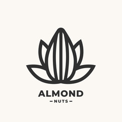 Almond organic line icon or linear style pictogram isolated. Nut vector Symbol, logo illustration.