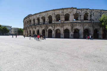 The famous Arena of Nîmes, a best preserved Roman Amphitheatre, situated in the french city of...