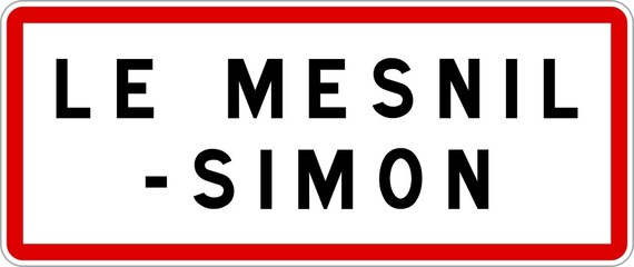 Panneau entrée ville agglomération Le Mesnil-Simon / Town entrance sign Le Mesnil-Simon