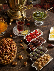 Azerbaijani cuisine samovar tea and delicious 