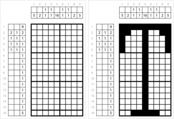 Fototapeta premium Alphabet T Nonogram Pixel Art M_2203001